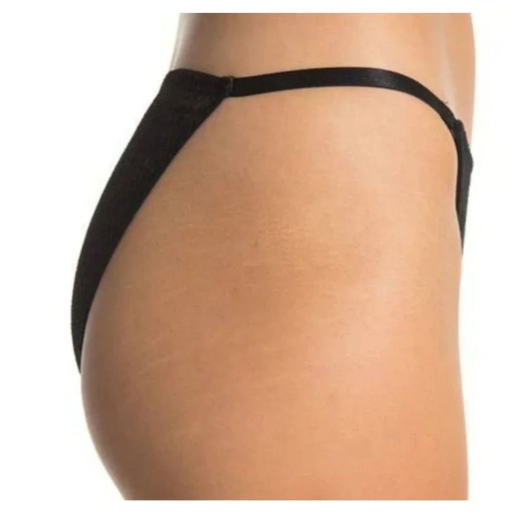 Free People Women Black Lace Thong Floral Sheer Low Rise Underwear OB1115731 S